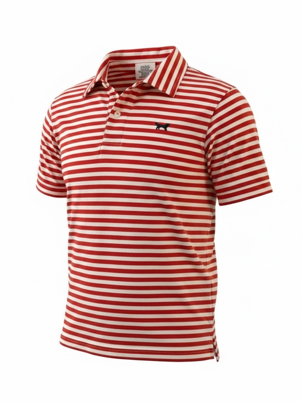 Jack Thomas Boys Youth Size 6 Orange White Striped Polo Shirt Dog Logo